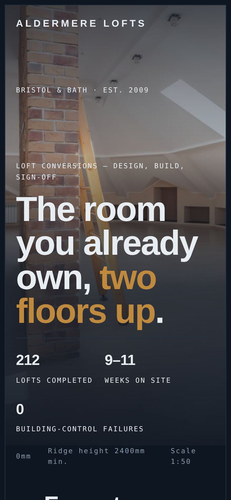 Example build: the opening screen of a loft conversion firm&rsquo;s website on a phone